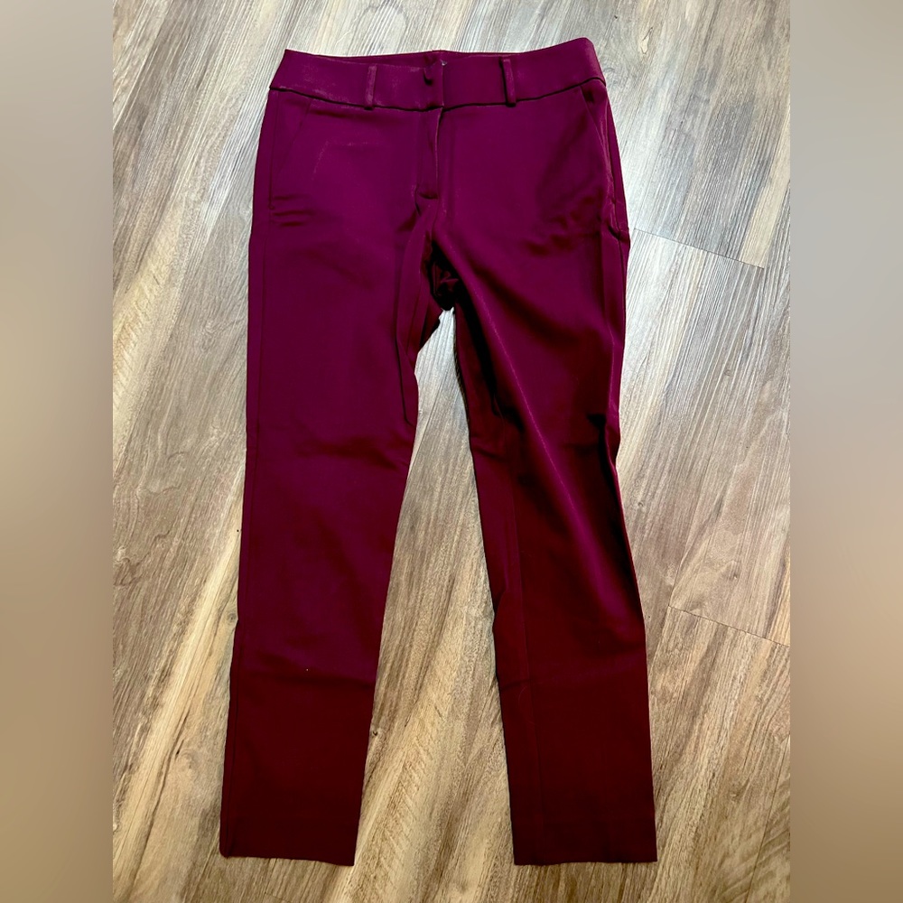 LOFT Julie Skinny Maroon Ankle Pants